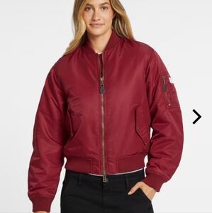 NWT Guess Dallon puff Jacket in Beet Juice red size Medium bomber jacket coat